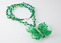 Emerald Green Glass Butterfly Necklace