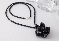 Black Lampwork Rose Necklace