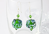 Green Wiggle Lampwork Earrings