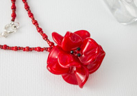 Red Lampwork Rose Necklace
