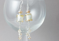 Golden Barrel Lampwork Earrings