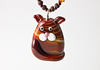 "Pecan" Lampwork Cat Necklace