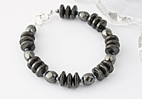 Haematite Disc and Barrel Bracelet