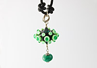 Green Flower Lampwork Necklace