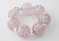 Pink Scroll Lampwork Beads