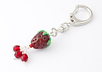 Strawberry Lampwork Handbag Charm