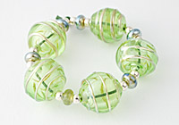 Green and Gold Hollow Lampwork Beads