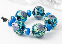 Blue Glitter Flower Lampwork Beads alternative view 1