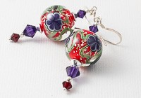 Red Flower Lampwork Earrings alternative view 1