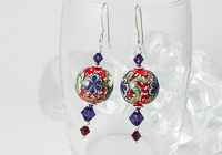 Red Flower Lampwork Earrings