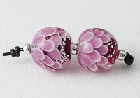 Pink Glitter Dahlia Lampwork Beads