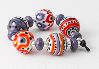 Red and Purple Graphics Lampwork Beads alternative view 2