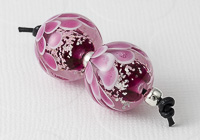 Pink Glitter Dahlia Lampwork Beads alternative view 1