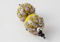 Golden Dahlia Lampwork Beads alternative view 2