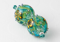 Turquoise Flower Lampwork Bead Pair alternative view 1