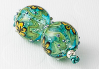 Turquoise Flower Lampwork Bead Pair alternative view 2