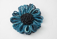 Petrol Blue Flower Brooch