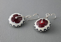 Red Wheel Lampwork Earrings