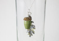 Acorn and Leaf Pendant Necklace