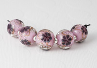 Pink Lampwork Flower Beads