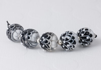 Black and White Dahlia Lampwork Beads alternative view 1