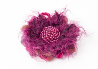 Pink Fluffy Flower Brooch