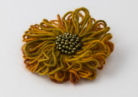 Ochre and Green Flower Brooch