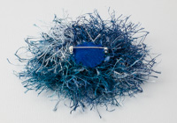 Blue Fluffy Flower Brooch alternative view 1