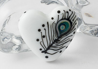 White Heart and Feather Lampwork Bead alternative view 1