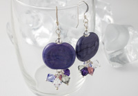 Purple Pebble Lampwork Earrings