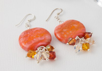 Coral Pebble Lampwork Earrings alternative view 1