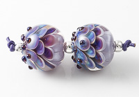 Silver Glass Dahlia Lampwork Beads