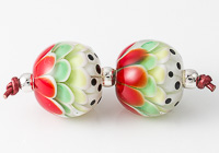 Red Dahlia Lampwork Beads