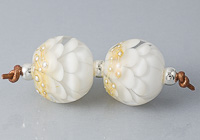 White Dahlia Lampwork Beads