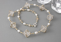 "Vanilla Frost" Lampwork Necklace alternative view 1