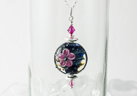 Pink Flower Lampwork Pendant