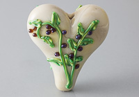 Flowery Lampwork Heart Bead