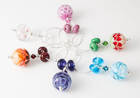 Lampwork Flower Wine Glass Charms (set of 6)