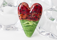 Water Melon Lampwork Heart Bead