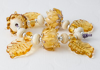 Amber Lampwork Leaf and Rose Beads alternative view 1