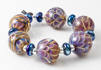 Silver Glass Lampwork Dahlia Beads