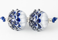 Blue Dahlia Lampwork Beads
