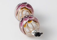 Pink and Amber Dahlia Bead Pair alternative view 1