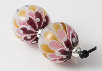 Pink and Amber Dahlia Bead Pair alternative view 2
