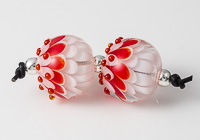 Red and White Dahlia Bead Pair