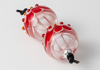 Red and White Dahlia Bead Pair alternative view 1
