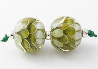 Green Lampwork Dahlia Beads