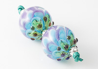 Purple and Turquoise Lampwork Dahlia Beads alternative view 2
