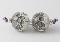 Grey Lampwork Dahlia Beads