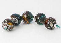 Amber and Turquoise Swirly Lampwork Beads alternative view 1